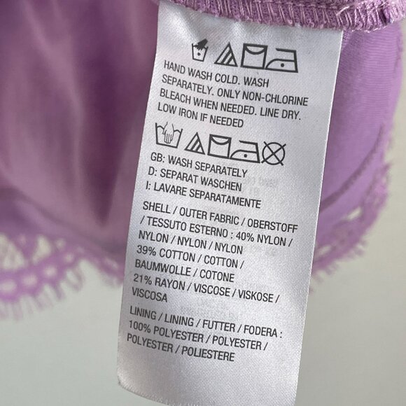 Isaac Mizrahi Live! Womens Plus 1X Lavender Lace Overlay Tunic Top 3/4 Sleeve - Picture 4 of 9